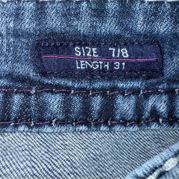 VIGOSS Women’s Denim Jeans Bootcut SZ 7/8 Lowrise Rhinestones Rivets Faded - Picture 7 of 9